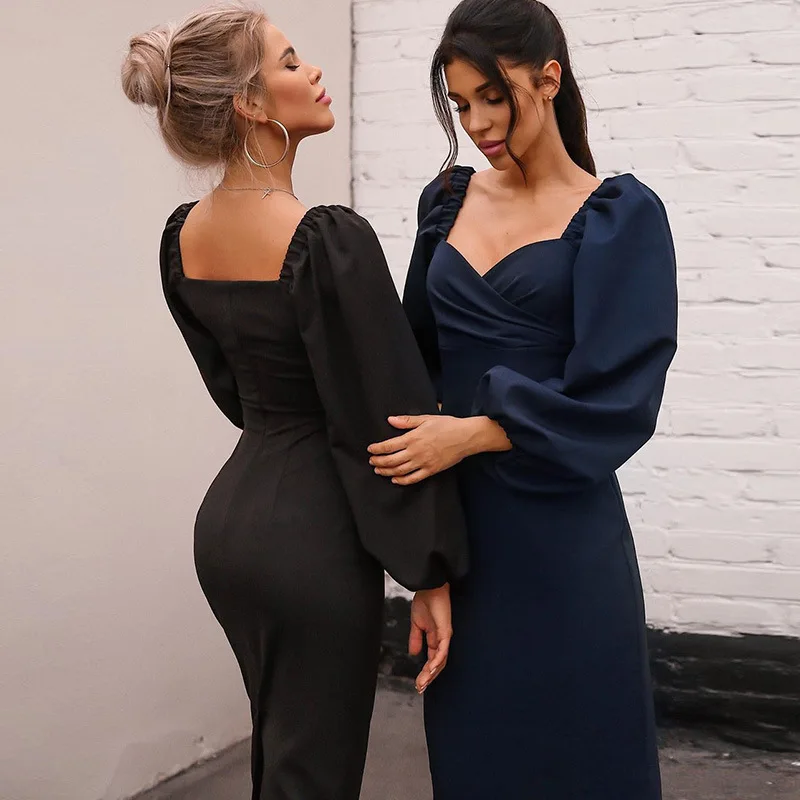 

Sexy Backless Evening Party Dresses for Woman Off Shoulder Puff Sleeve Mermaid Elegant Bodycon Maxi Dress