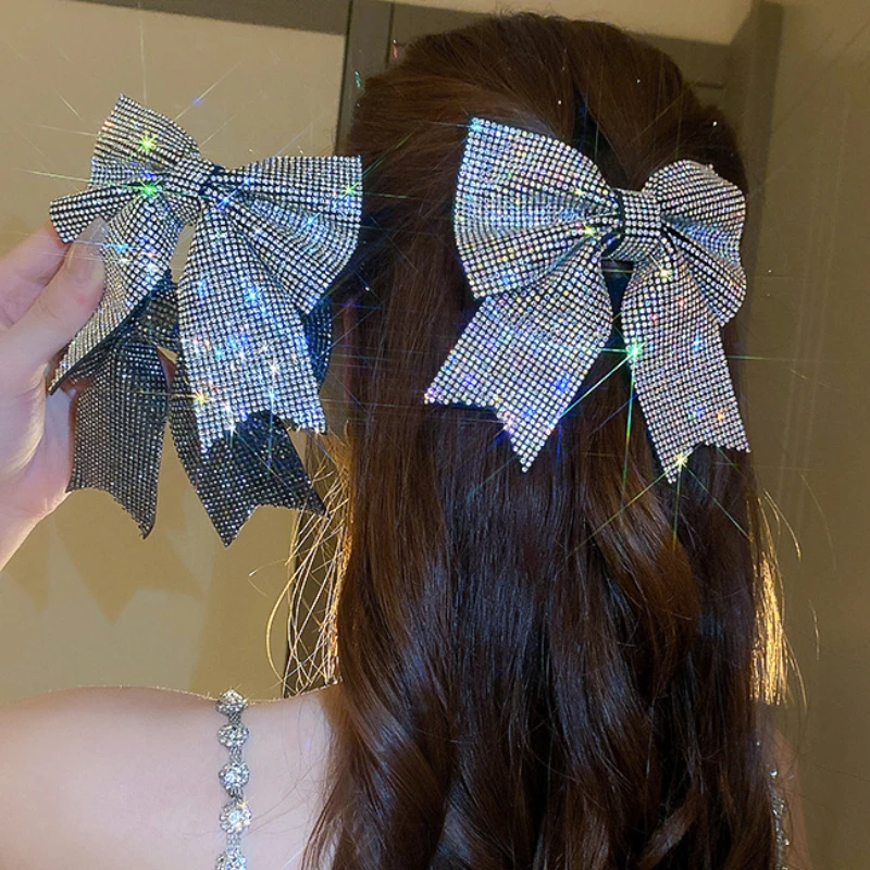 Korean Fashion Glänzende Strass Haarnadeln Süße Schleife Frühling Clip Haarspangen Haar Clips für Frauen Kopfbedeckungen Haar Accessoriesi-Remiel – Detail 1