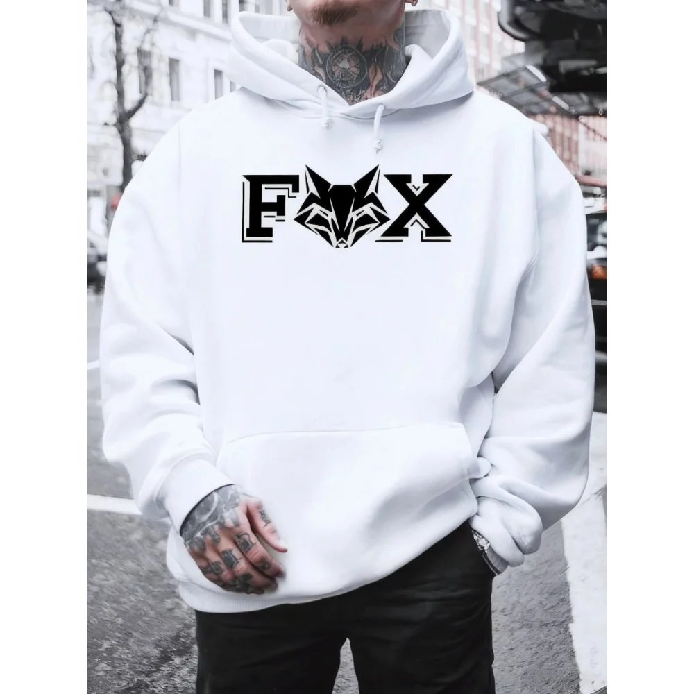 Mode Fuchs Mit Kapuze männer Sweatshirt Casual Trendy Streetwear männer Kleidung Herbst Winter Warme männer Mit Kapuze Sweatshirt