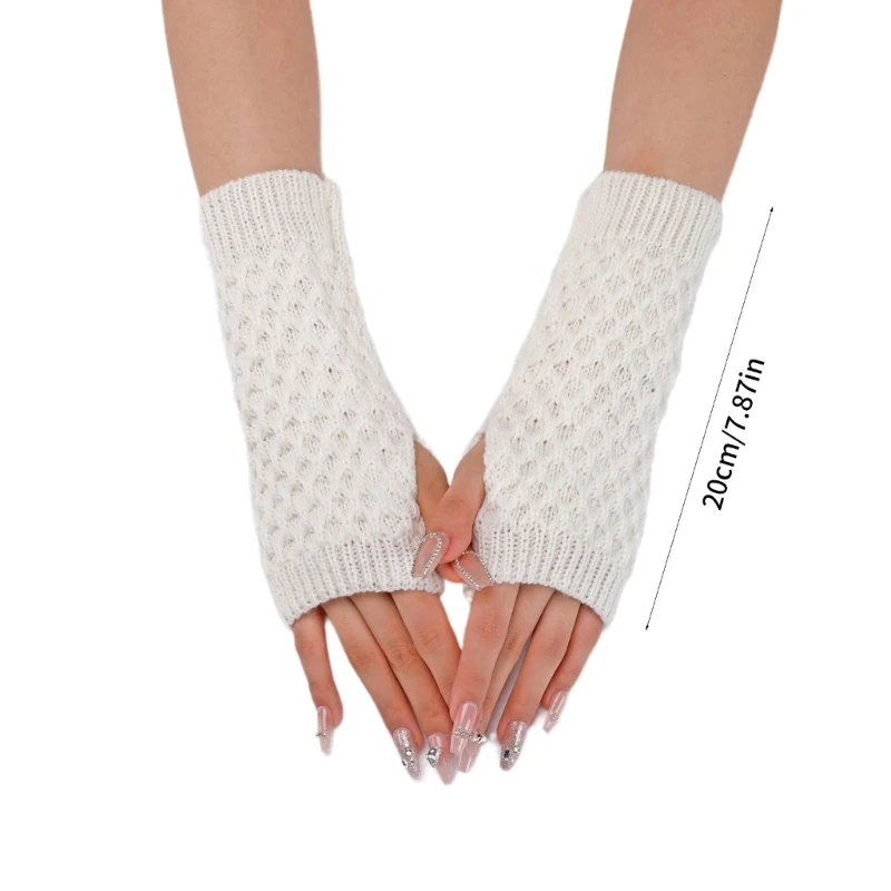 Knitted Fingerless Gloves Short Sleeve Y2K Wrist Gloves Wrist Warmer Gloves for Halloween Masquerade Prom Gloves