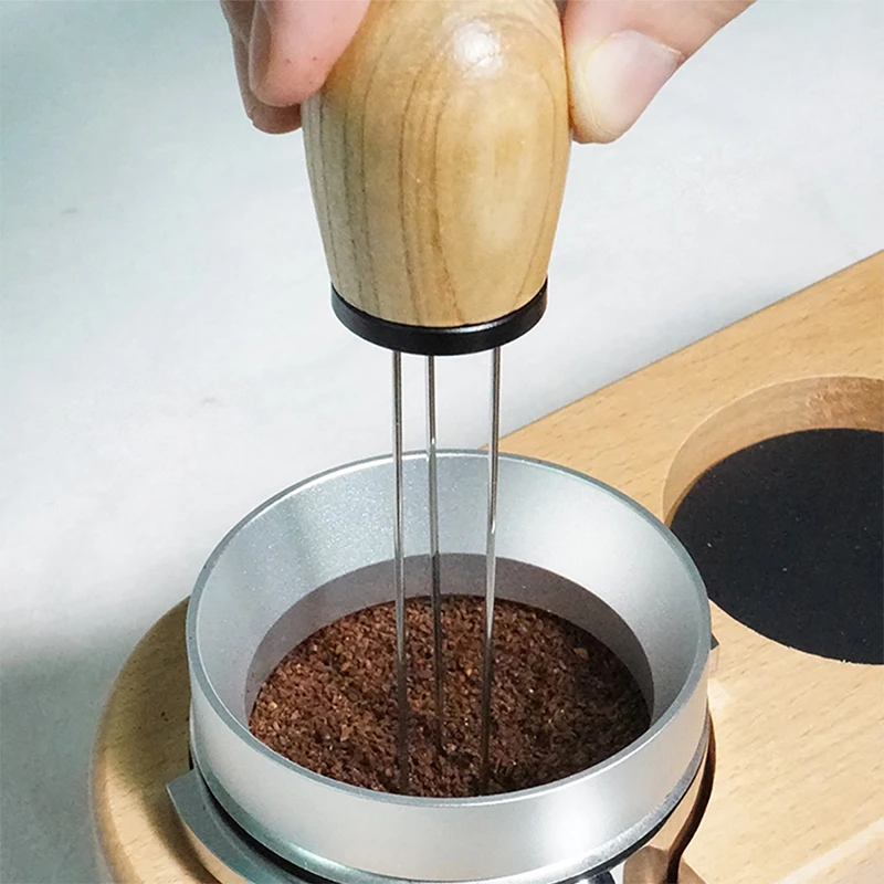 Coffee Tamper Wood Handle Needle Espresso Coffee Powder Stirrer Distributor Leveler Tools Cafe Stirring Coffee Powder Disperser