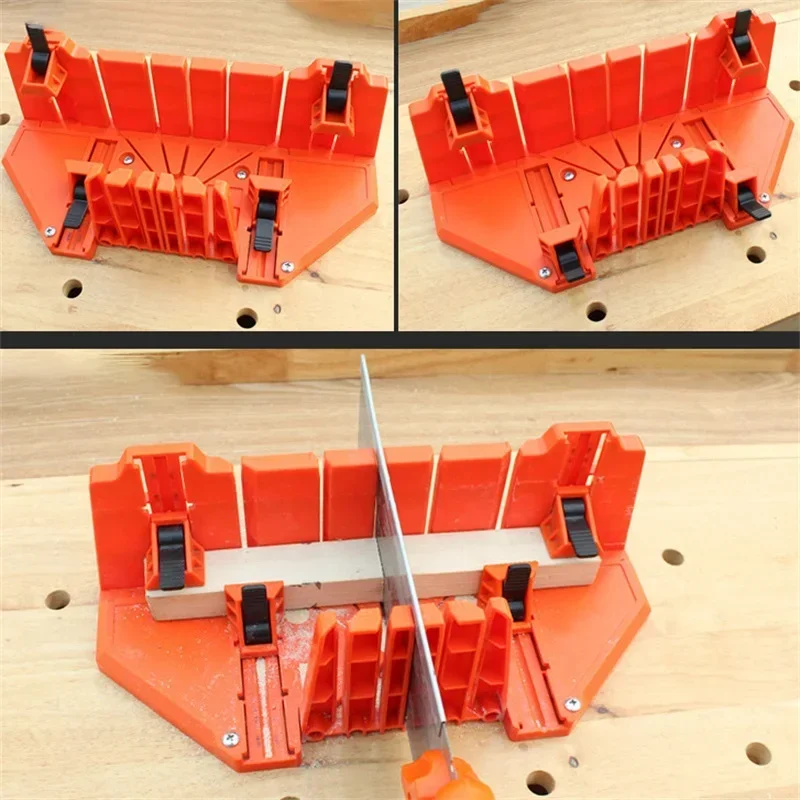 Wood Cutting Clamping Miter Box With Back Saw 90 Degree 45 Degree Multi-angle Jig Kit Woodworking DIY Tools ABS Saw Cabinet