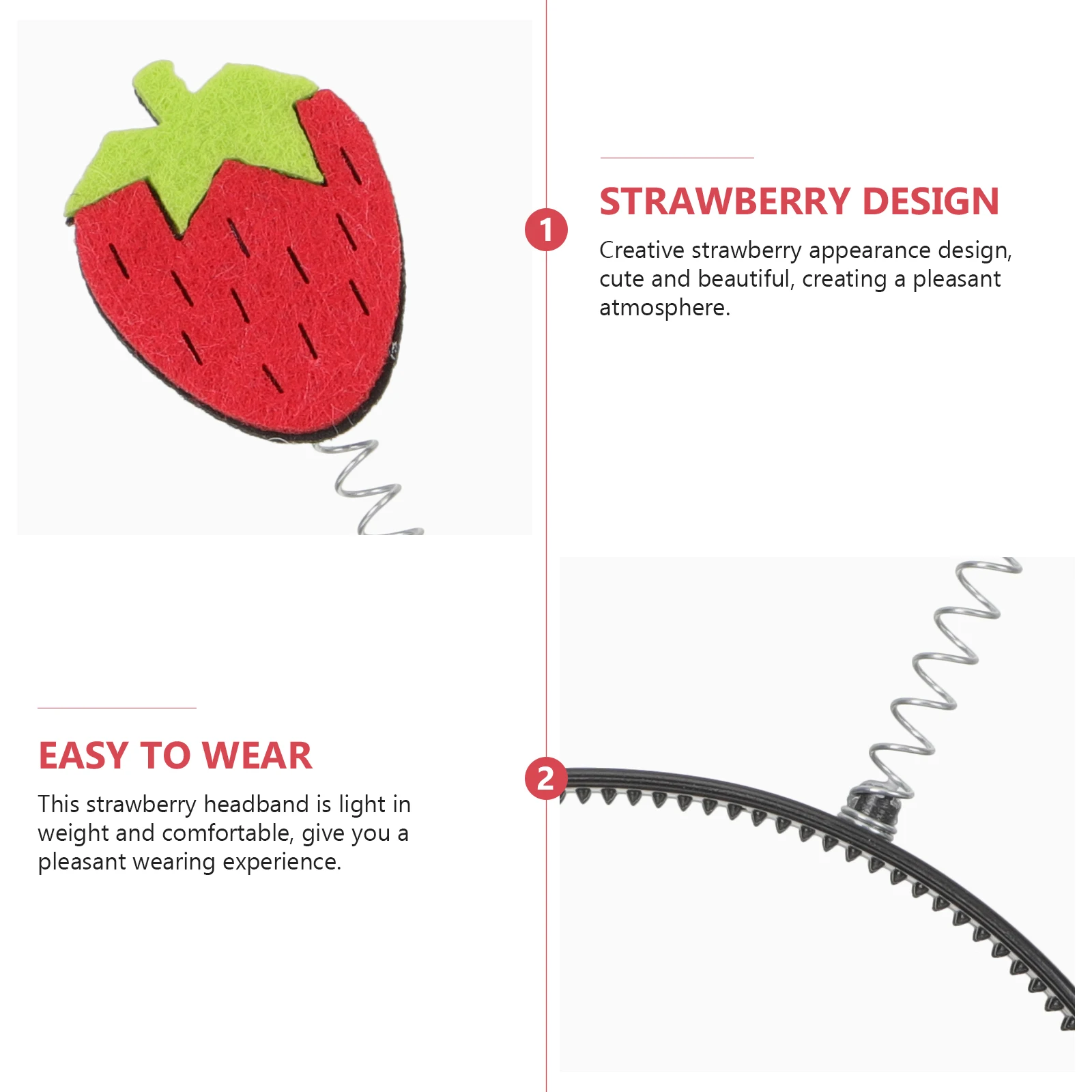 

2pcs Strawberry Headband Kawaii Girls Hair Accessories Fruits Themed Party Carnival Christmas New Year Cosplay Props Durable