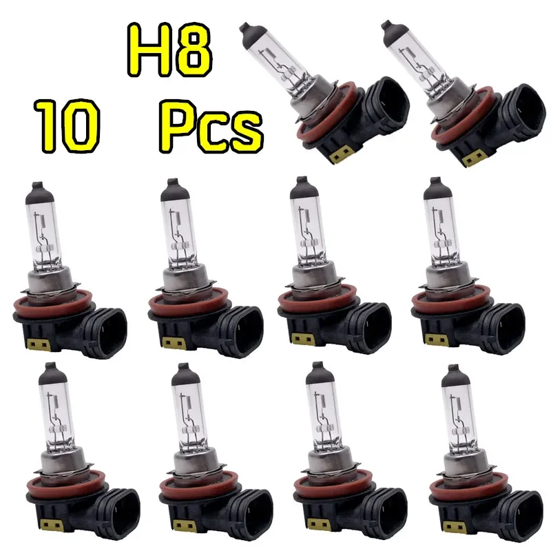 10Pcs H8 Halogen Car Bulbs 12V35W Clear Quartz Fog Lamp 3200K Head Light 55W Car Lighting Source for Vehicle Wholesale