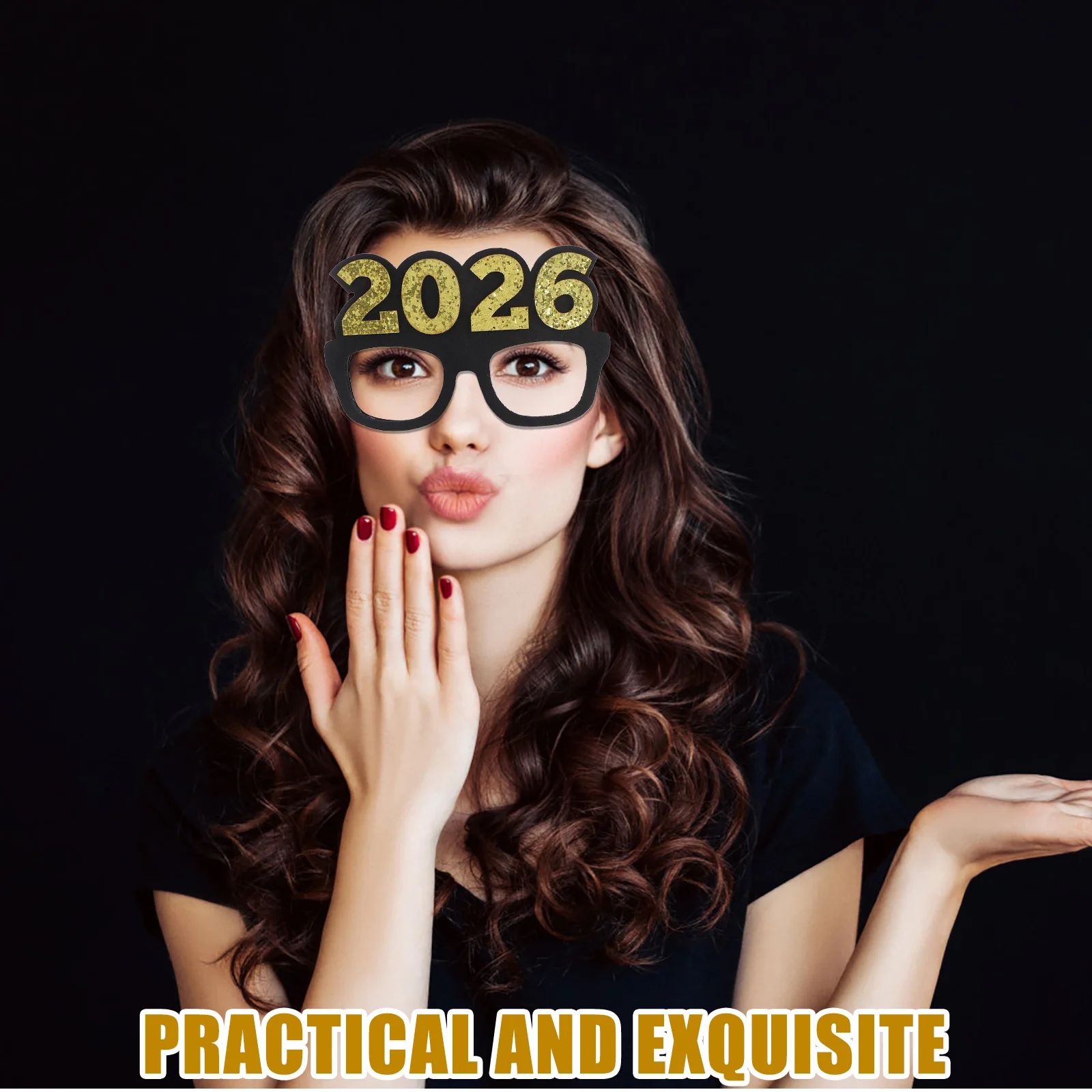 

4Pcs 2026 New Year Party Glasses Plastic Number Eyeglasses for Nye Favors Photo Props Glitter Number Shaped Sunglasses