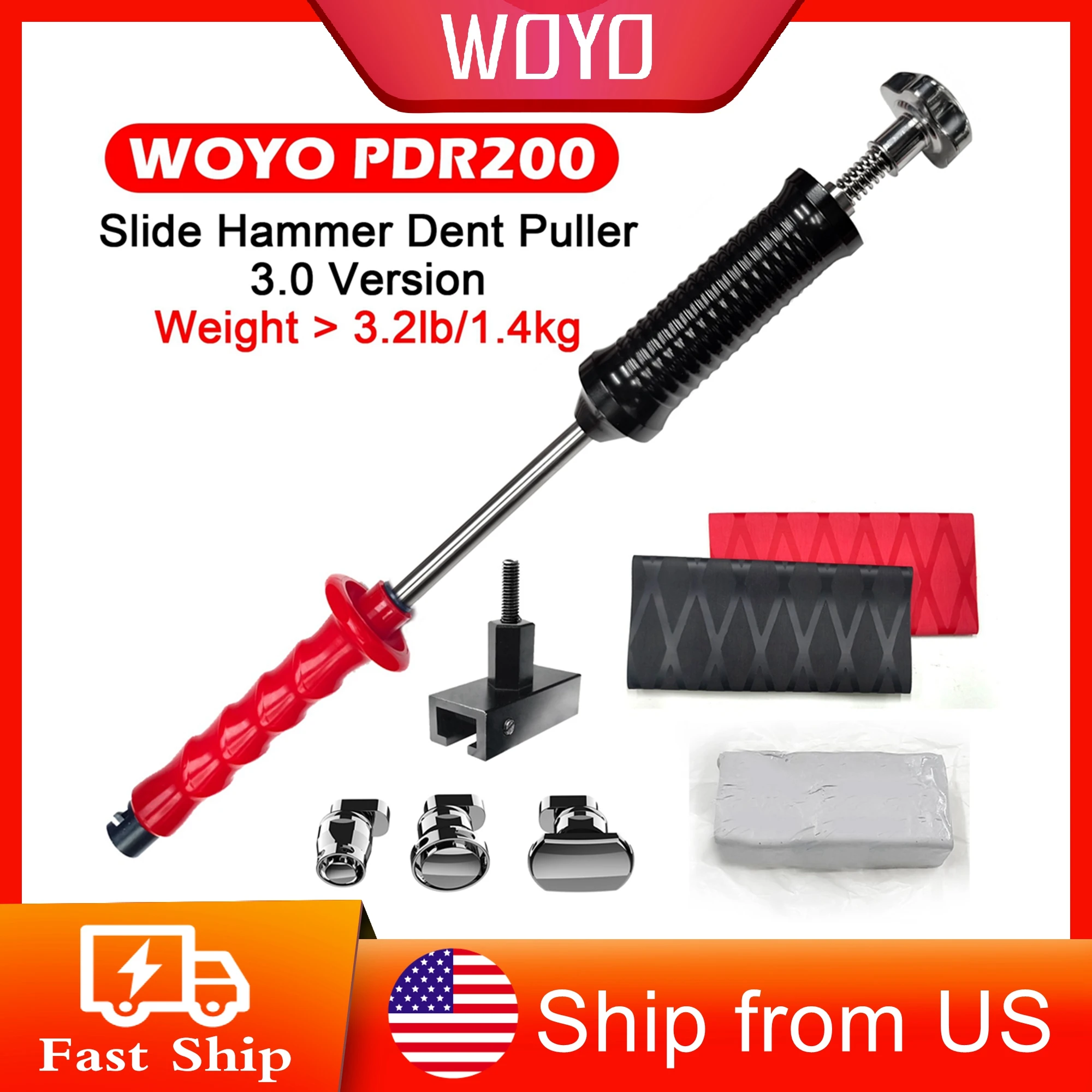 

PDR200 Slide Hammer Dent Puller PDR Tools for Aluminum/Steel Vehicle Car Body Repair Tool, PDR Kit For All Car