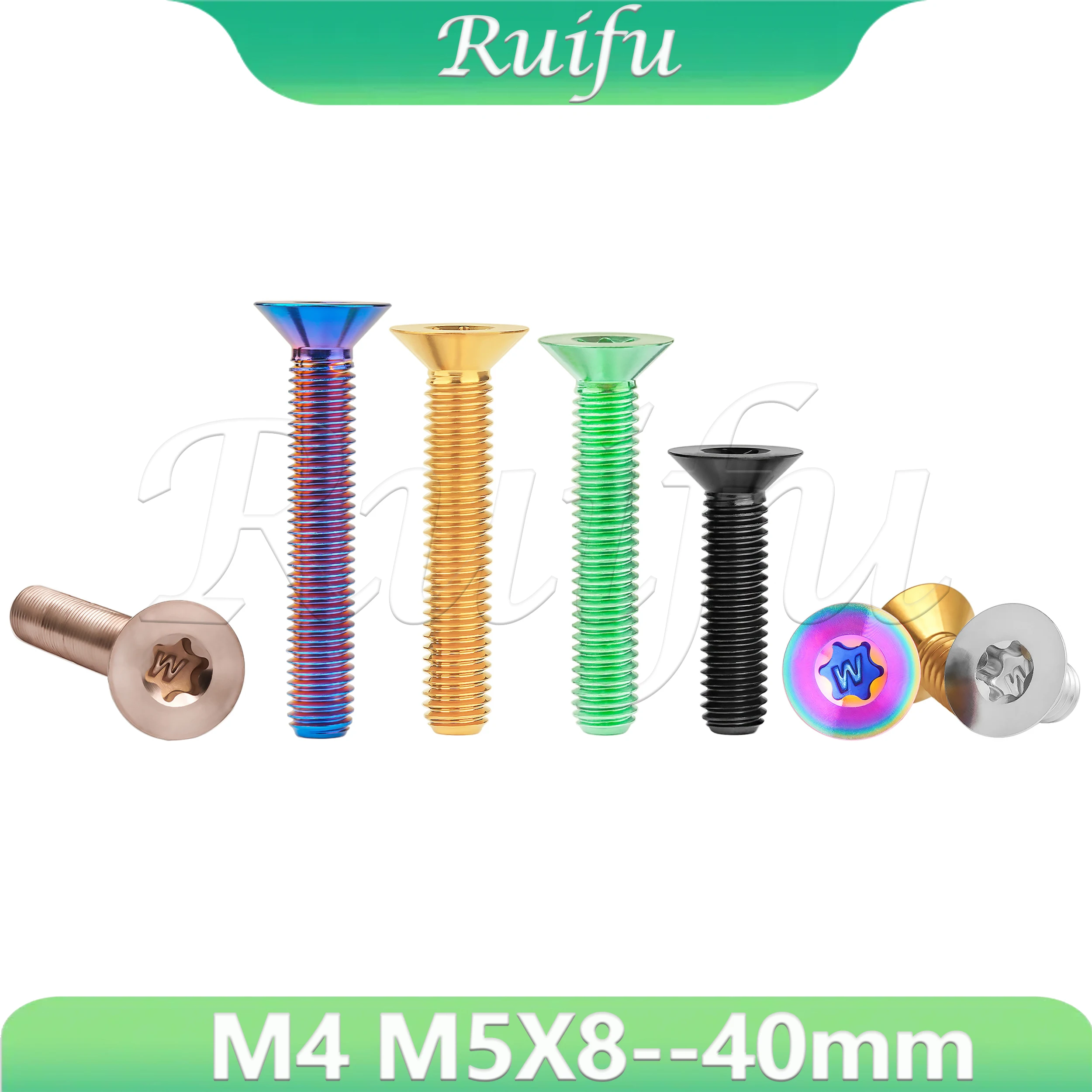 Ruifu  Titanium Bolt M4 M5X8/10/12/15/20/25/30/35/40mm Countersunk Torx Head with 