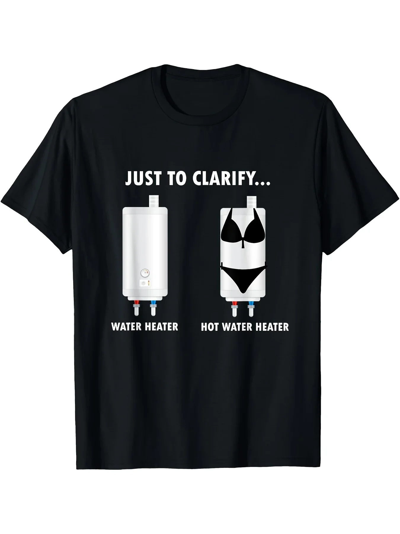Funny Plumber Hot Water Heater Plumbing Dad Joke T-Shirt Black casual short sleeve Men's sport T-shirt 220g, Classic Retro Style, Round Neck Short Sleeves, Machine Washable, Ideal for Casual SportWear, Comfortable Tee Graphic Print Shirt, All-Season