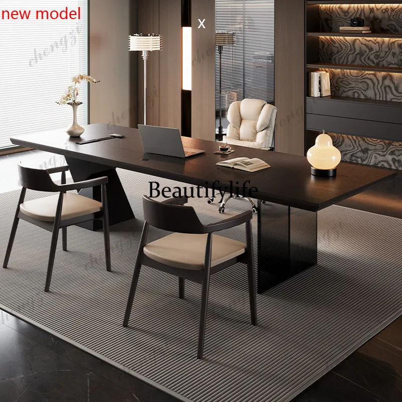 Solid wood, desk home study desk Italian light luxury high-end inductive computer desk workbenchN138