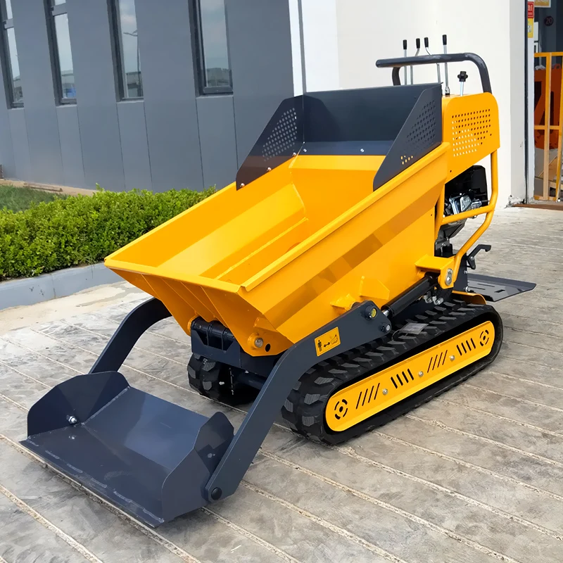 คู่มืออัตโนมัติแบบกําหนดเอง Mini Tracked Dumper ไฮดรอลิกดีเซล Dump Transporter มัลติฟังก์ชั่น Crawler Mini Dumper Truck