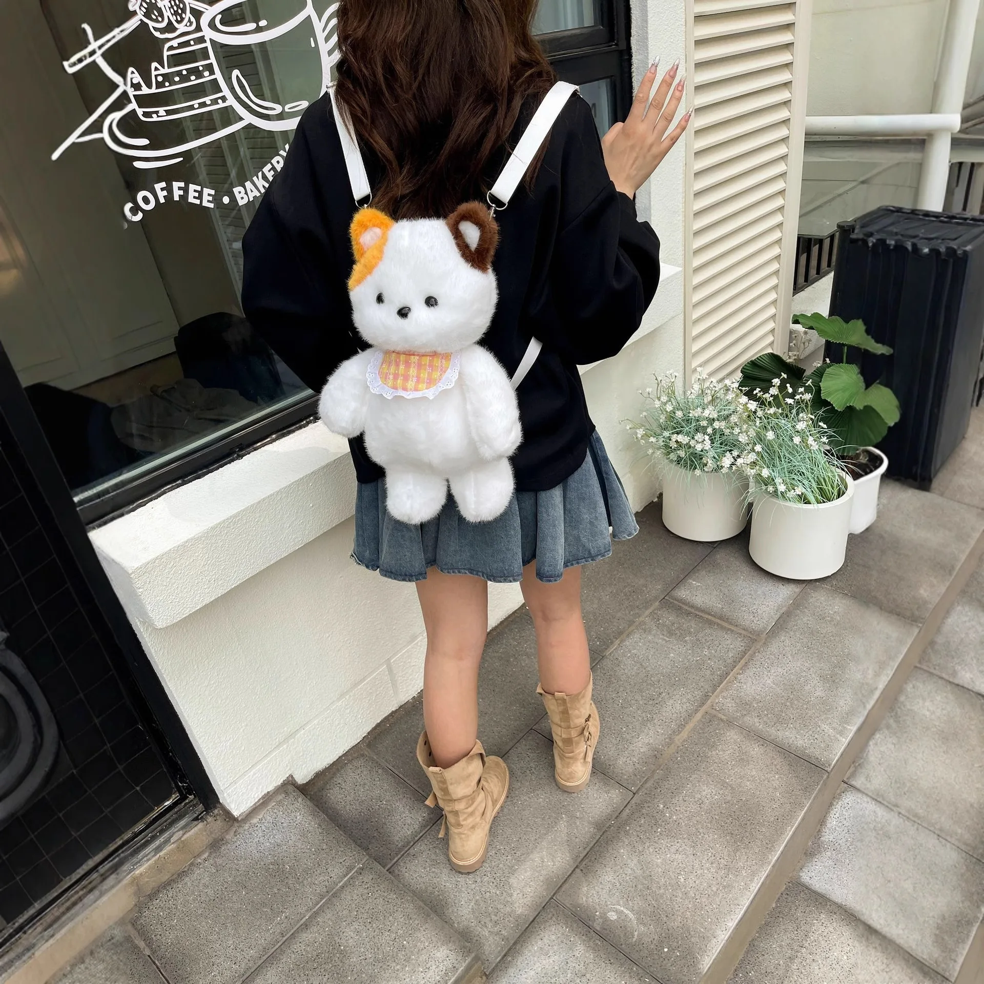 Cartoon New Will Running Bear Plush Doll Backpack Cute Lifelike Soft Plush Stuffed Cat Doll Plush Backpack Girls Birthday Gift