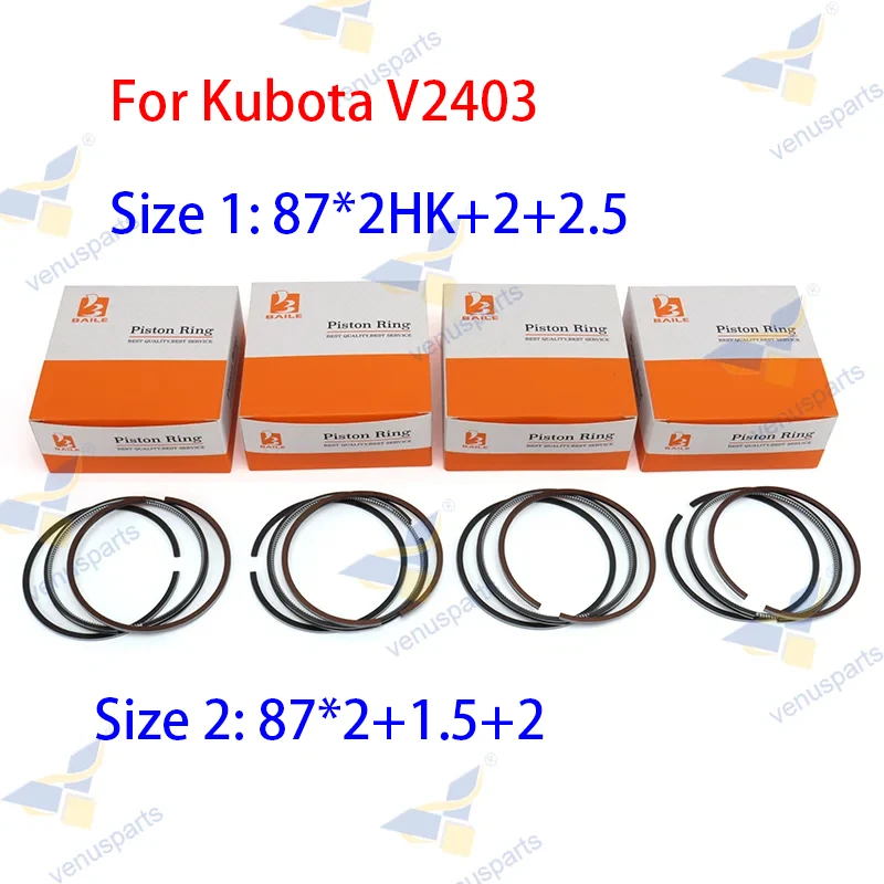 

V2403 Piston Ring 87*2HK+2+2.5 & 87*2+1.5+2 For Kubota 4 Cylinder