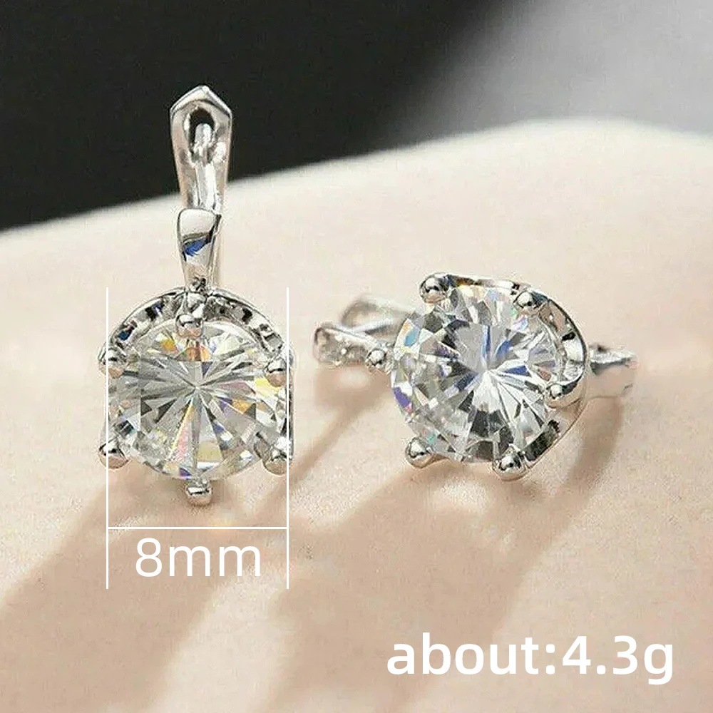 Huitan Hot Women’s Hoop Earrings with CZ Stone Simple Stylish Design Wedding Daily Wear Fashion Earrings Silver Color Jewelry