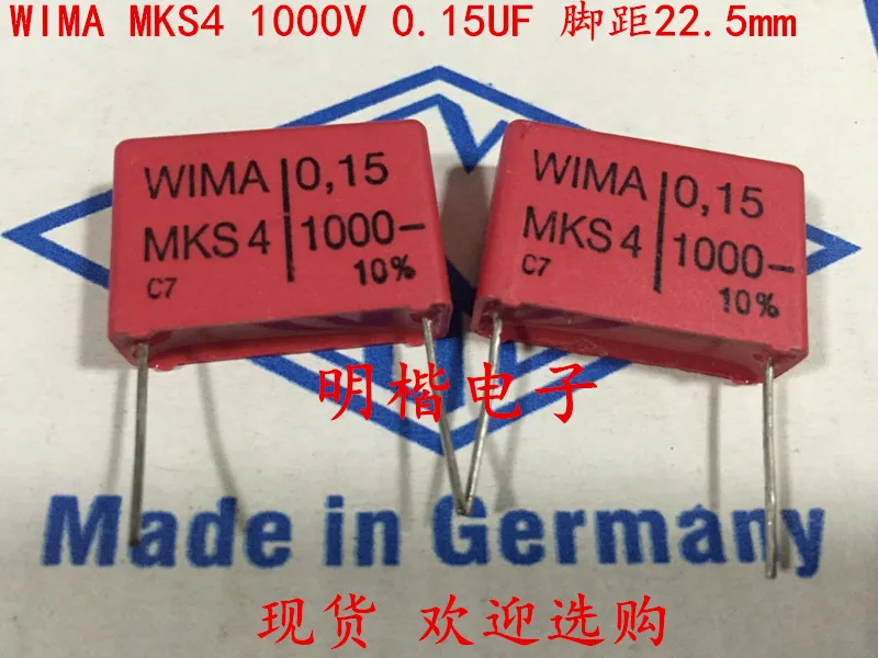 

Лидер продаж 2020 года, 10 шт./20 шт., Германия WIMA MKS4 1000 В 0,15 мкФ 1000 В 154 150N P: 22,5 мм Аудиоконденсатор, бесплатная доставка