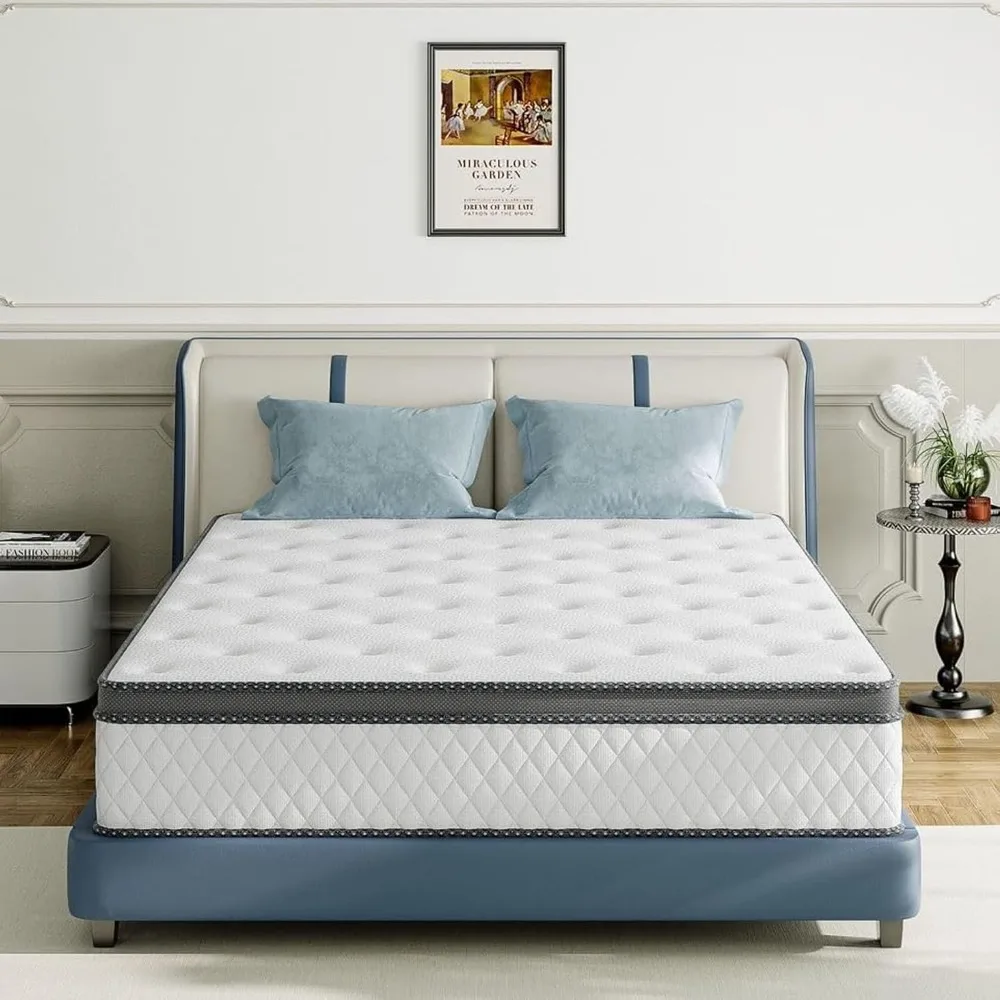 

Twin Mattress, 8 Inch Medium Firm Hybrid Mattress with Bamboo Charcoal Gel Memory Foam and Pocketed Springs, Twin Size in a Box