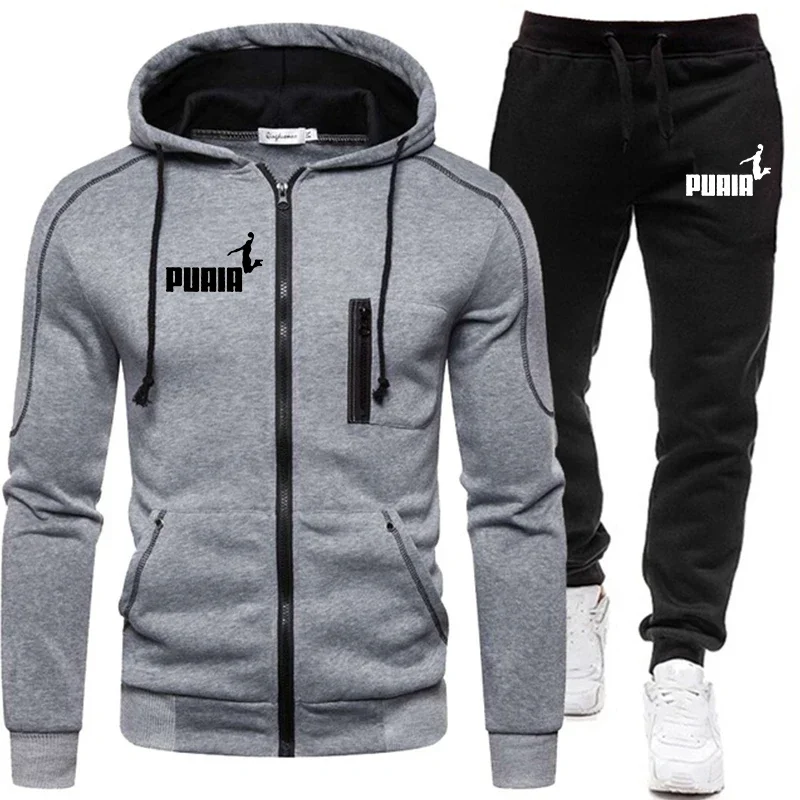 New Hoodies Sweatshirt+Sweatpants Suit Autumn Winter Warm Tracksuit Sets Men\'s Fashion Hooded Outwear