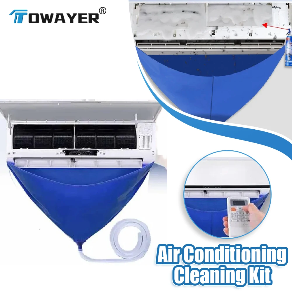 Air Conditioning Cleaning Kit Leak-proof Cover Full Set with Water Pipe Air Conditioner Cover Disassembly-free Clean Tools