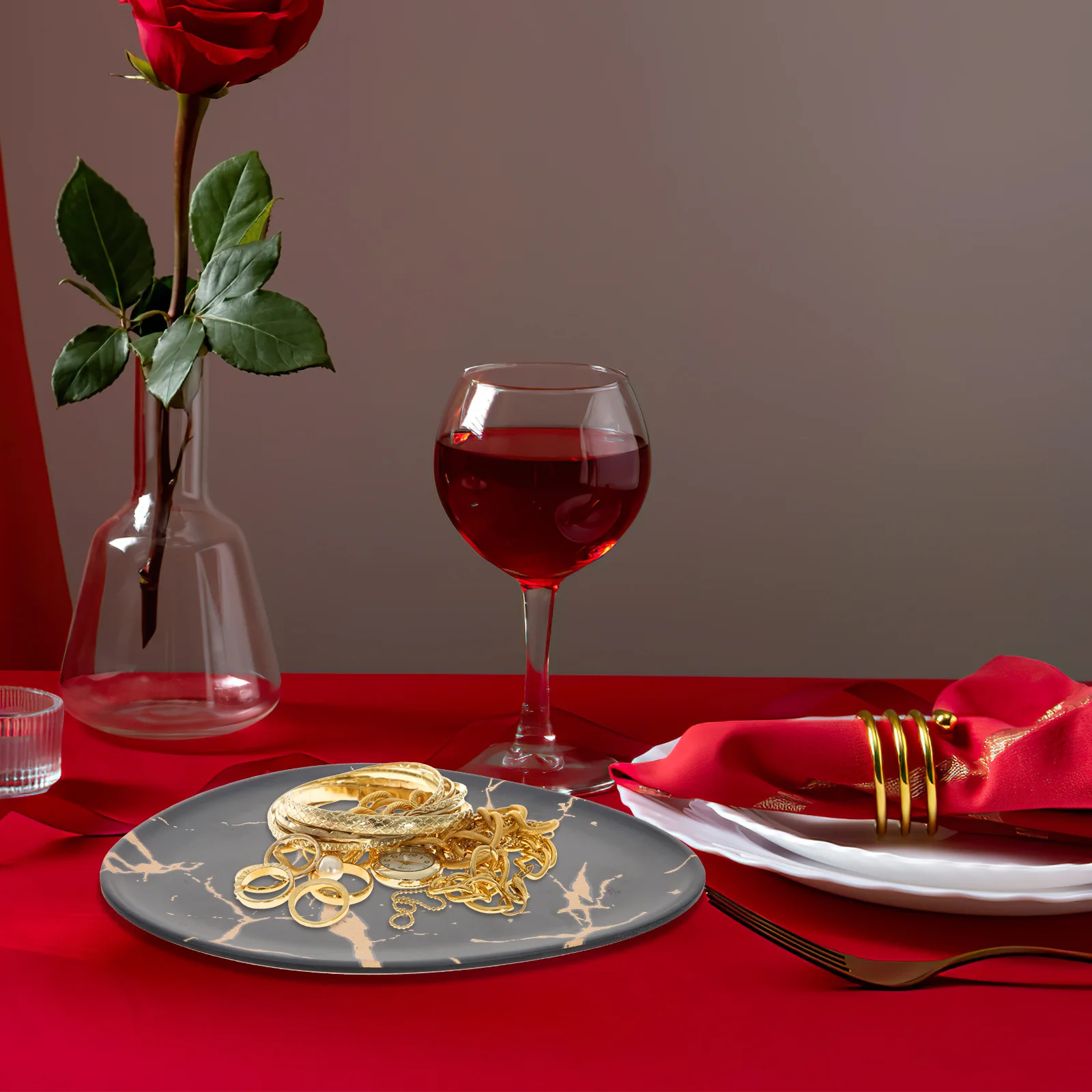 Ceramic Trinket Dish Jewelry Plate Storage Tray Vanity Organizer for Cosmetics Accessories Bedroom Living Room Decor