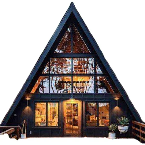 Anticorrosive Customized Triangle Cabin Wooden Prefabricated 2 Storey With Loft Eco-Friendly B&B Villa