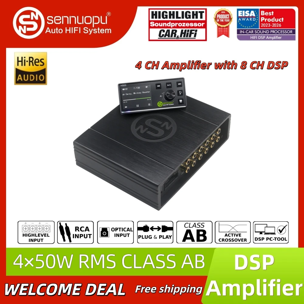 DS-M8 PLUS 4CH DSP Power Amp 8 Channel Bluetooth Digital EQ Processor With Remote Control Professional Vehicle Sound Upgrade Acc