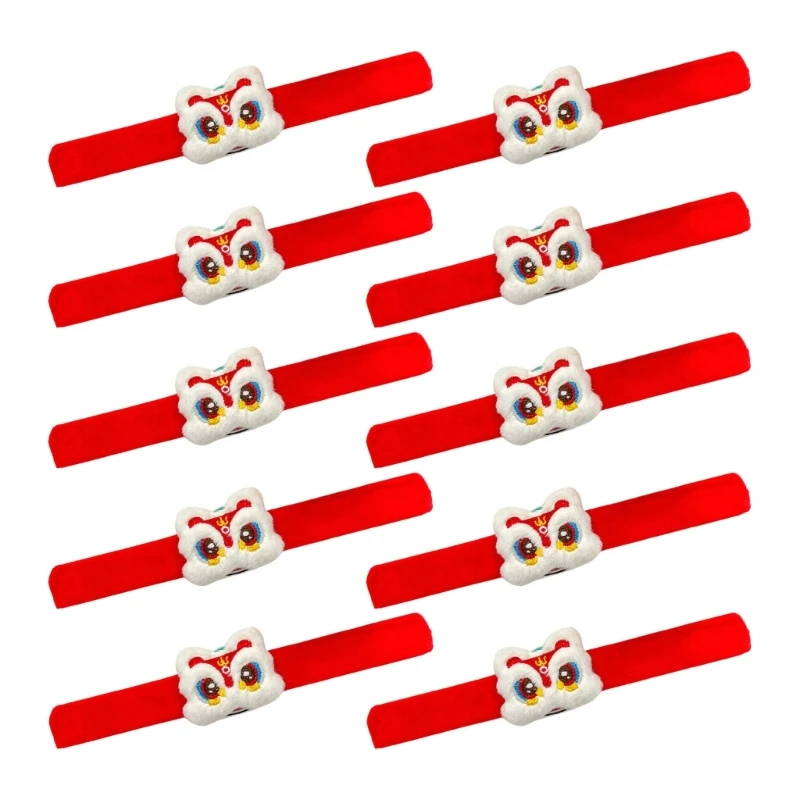 2025 New 10 Pieces Plush Slap Bracelets Stuffed Animal Wristband for New Year Festivities