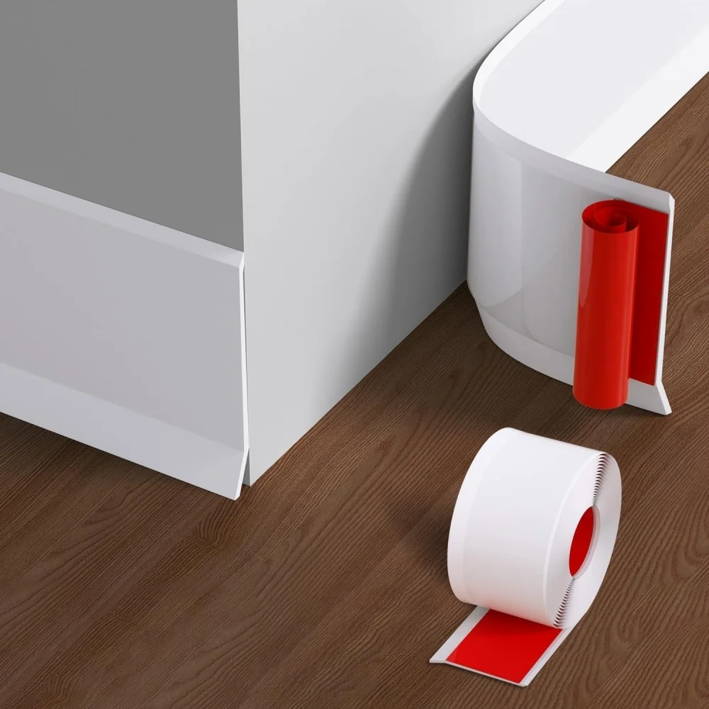 1pc 2mX10cm Self-Adhesive Wall Base Peel and Stick Cove Base Rubber Wall Moulding Trim Wide Flexible Baseboard of PVC Kickboard