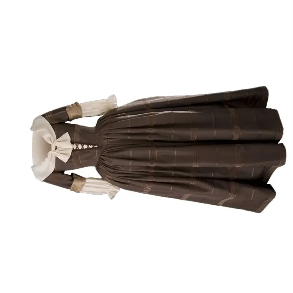 Vestido Medieval Vintage de mucama de las tierras altas para mujer, color marrón oscuro, disfraces de fiesta de té gótico victoriano rococó renacentista