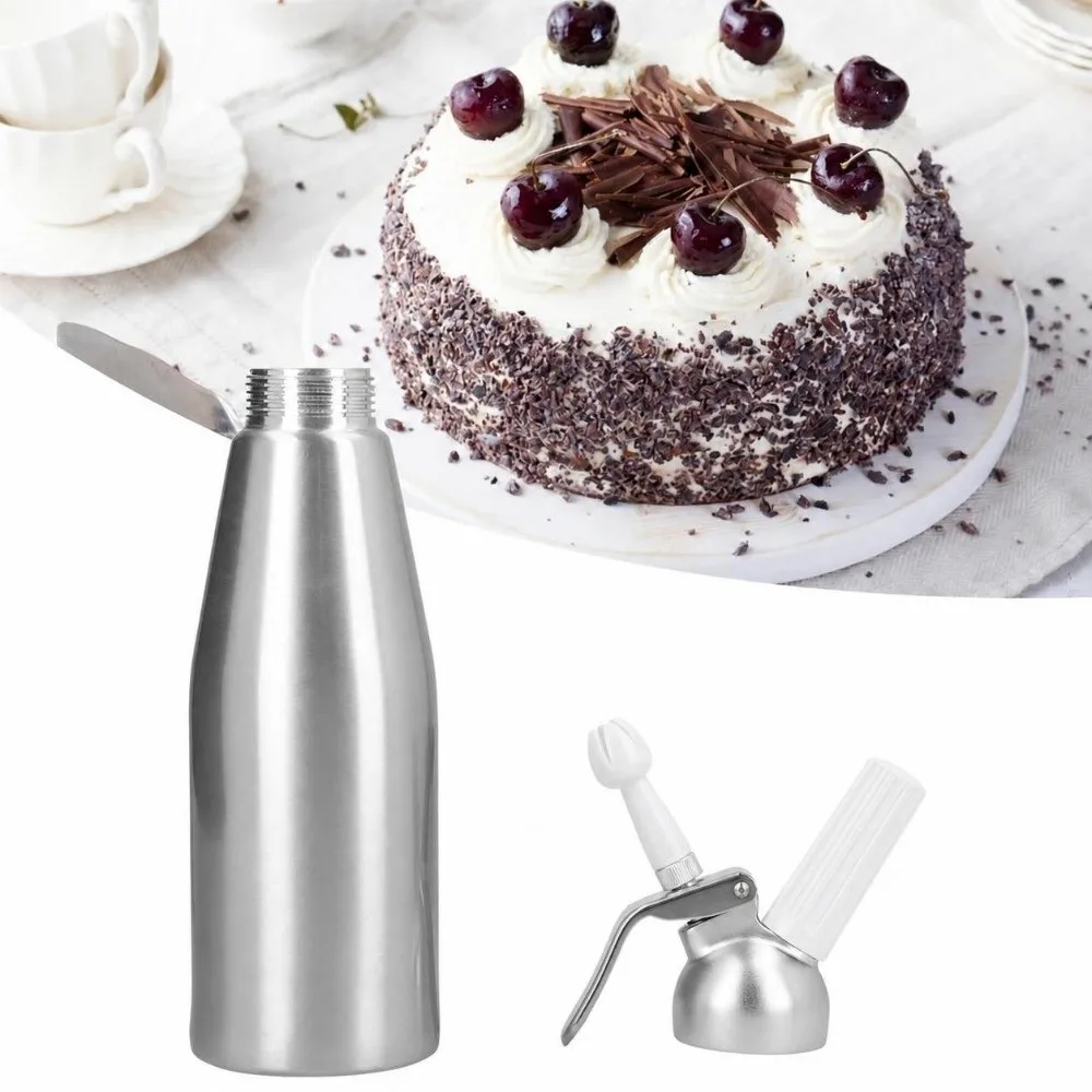 1000ml Capacity Whipped Cream Dispenser 3 Decorating Nozzles\ Manual Operation Cream Maker Aluminum Decorating Nozzle
