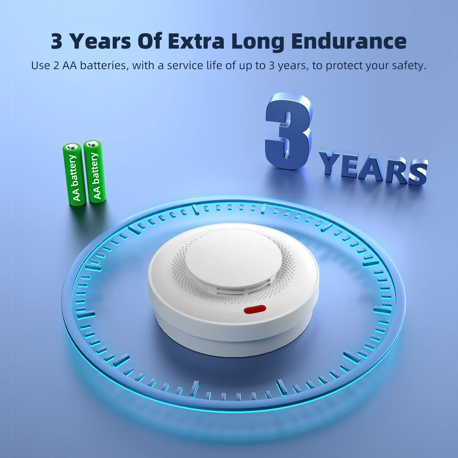 مستشعر إنذار الحريق اللاسلكي المستقل 80dB إنذار الصوت إنذار الحماية الأمنية لأتمتة المنزل RF433 كاشف الدخان