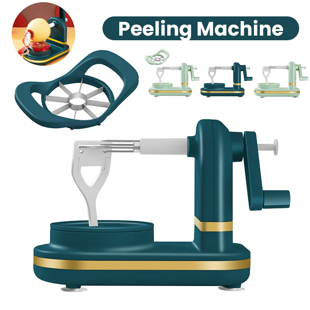 Manual Food Crusher Bottom Suction Cup with Stainless Steel Blades Apple Peeler Safe Hand Crank Fruit Peeler for Kitchen Gadgets