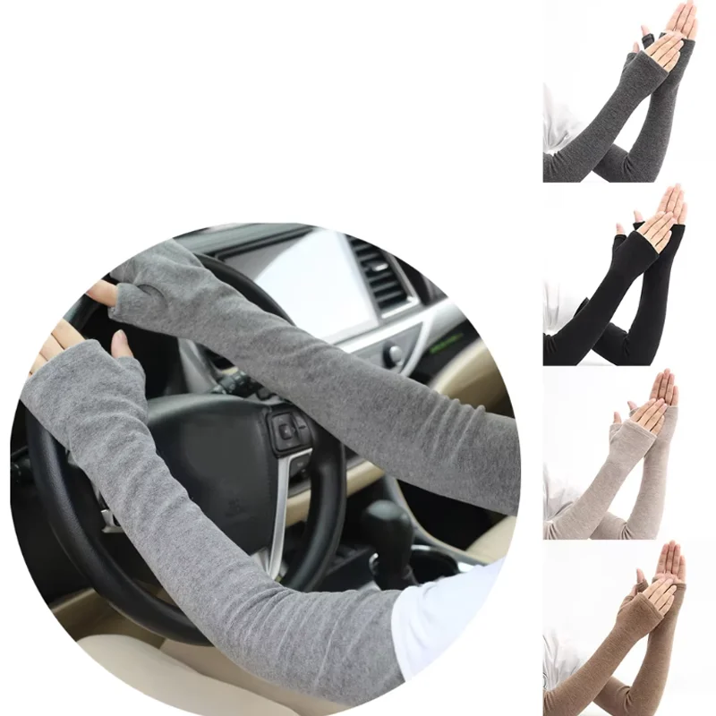 1/2/3Pairs Thickened Plush Winter Arm Warmers Thermal Cold Proof Fingerless Sleeves Thumb Hole Elastic Outdoor Arm Sleeves