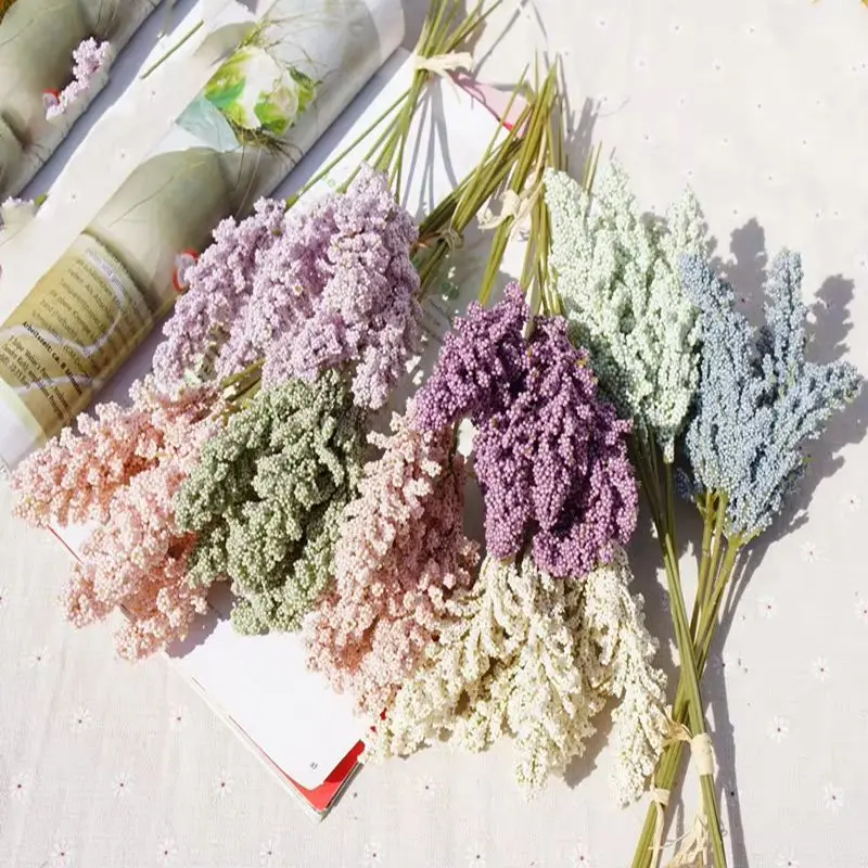 6 Pieces /Bundle PE Lavender Cheap Artificial Flower Wholesale Plant Wall Decoration Bouquet Material Manual Diy Vase Home decor