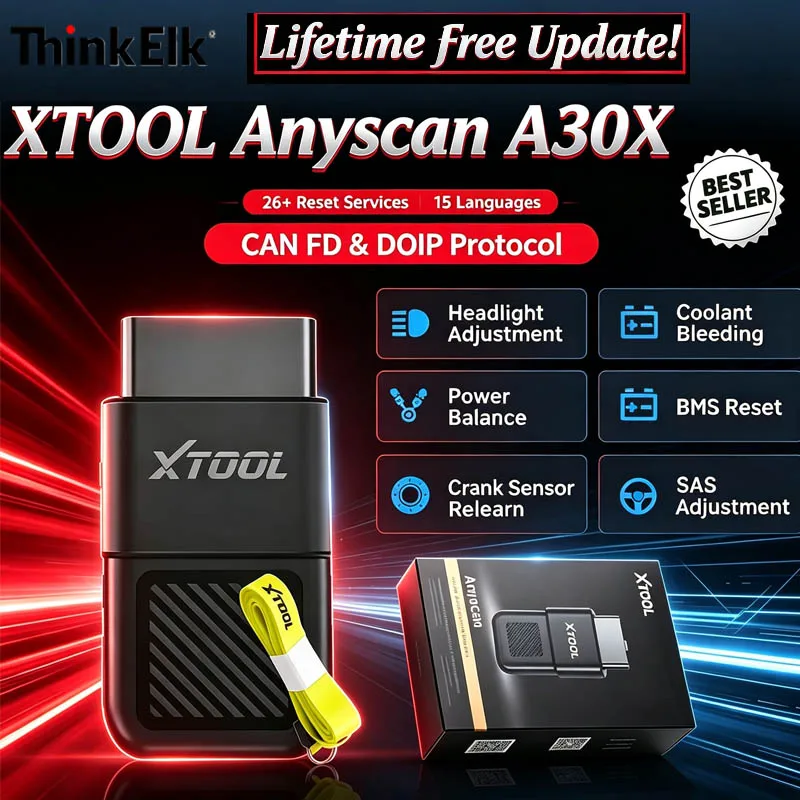 XTOOL A30X  XTOOL Anyscan A30X Scan Tool Support CAN FD and DOIP Reading for FCA Vehicle OBD2 Scanner Features 26 Reset Services