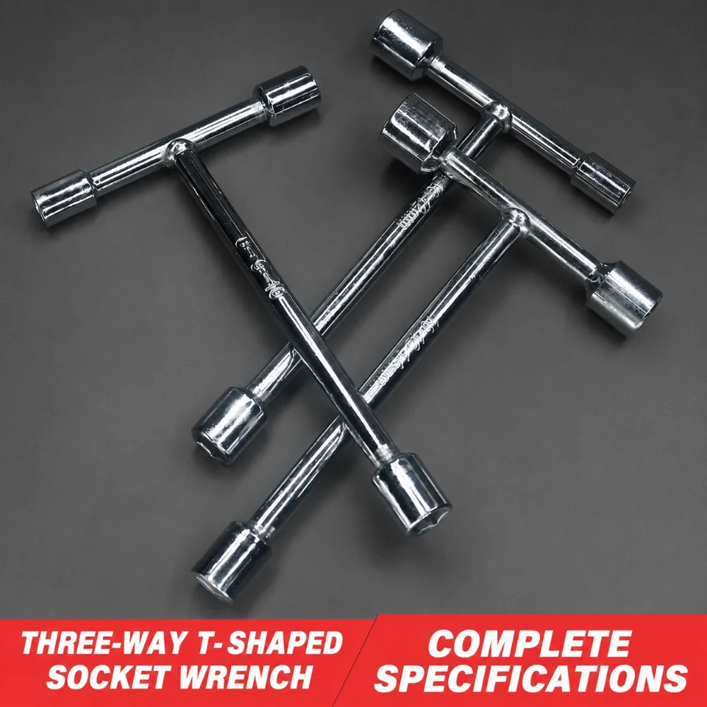 3-Way Socket Wrench T Handle Triple Head Hex Socket Spanner Hand Repair Tool Hex Socket Hand Tool Mechanical Maintenance