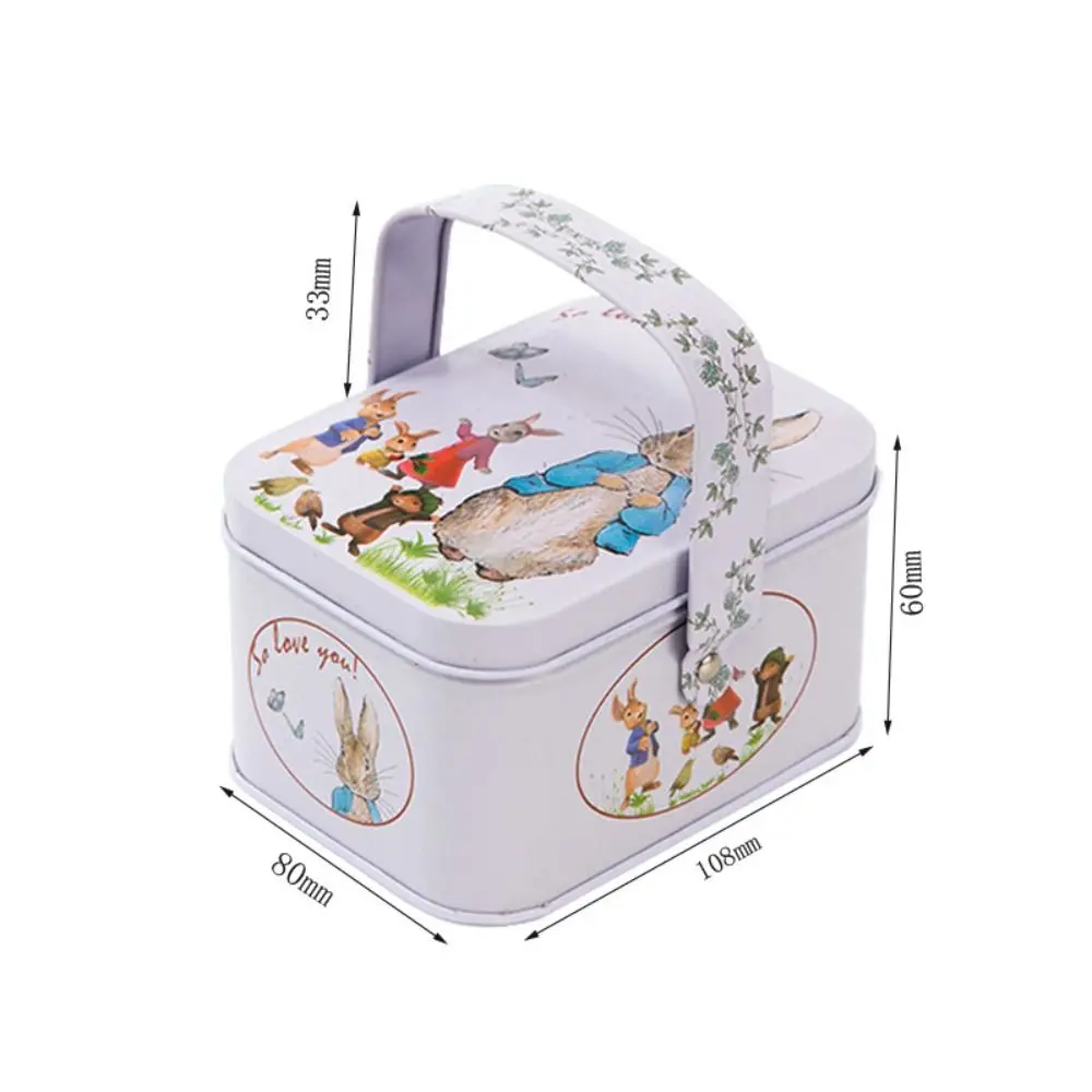Handheld Easter Tin Metal Rabbit Storage Box Candy Box Tinplate Cookie Gift Box Easter Supplies