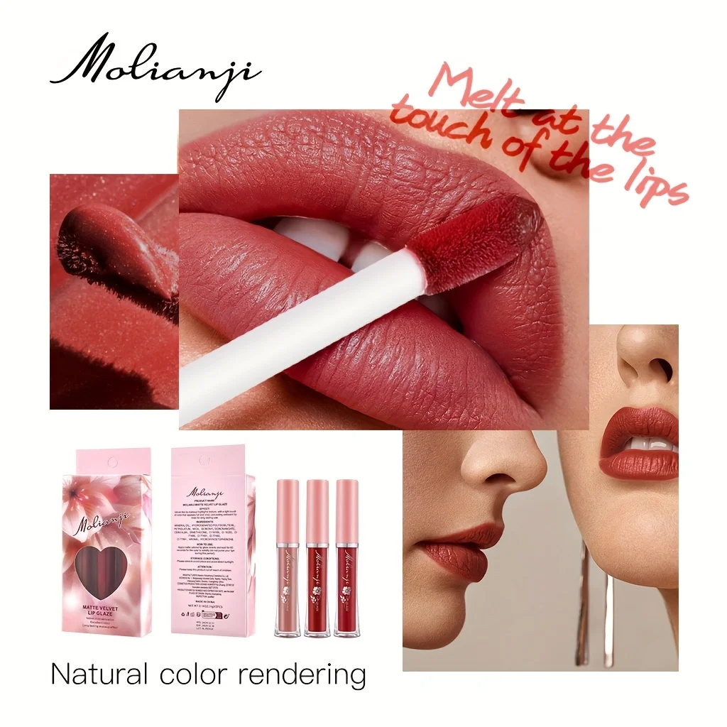 Matte Silky Lip Glaze สดชื่นและไม่เหนียวเหนอะหนะ พัฒนาสีติดทนนาน ถ้วยกันน้ําไม่ติด เหมาะสําหรับทุกสภาพผิว - ของขวัญที่สมบูรณ์แบบ