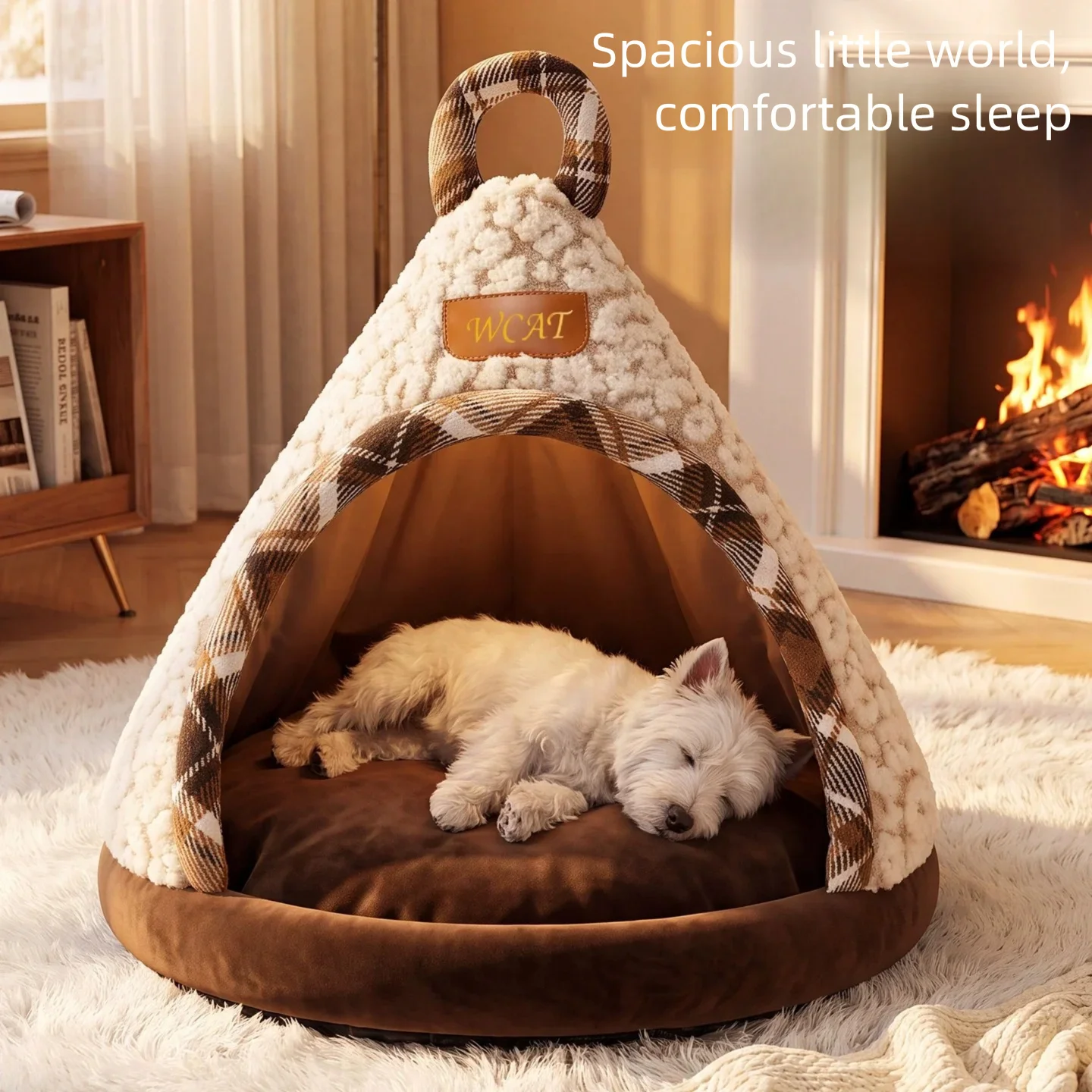 Cama para gatos, nido para gatos, tipi para cachorros, tienda para perros con cojín para gatos, gatitos, perros pequeños, cachorros, cama cerrada de felpa cálida para invierno