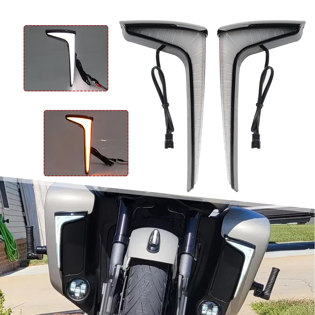 1Pair Motorbike Lower Fairing Turn Signal Lights Indicator For Indian Pursuit Limited Premium Package 2022-up