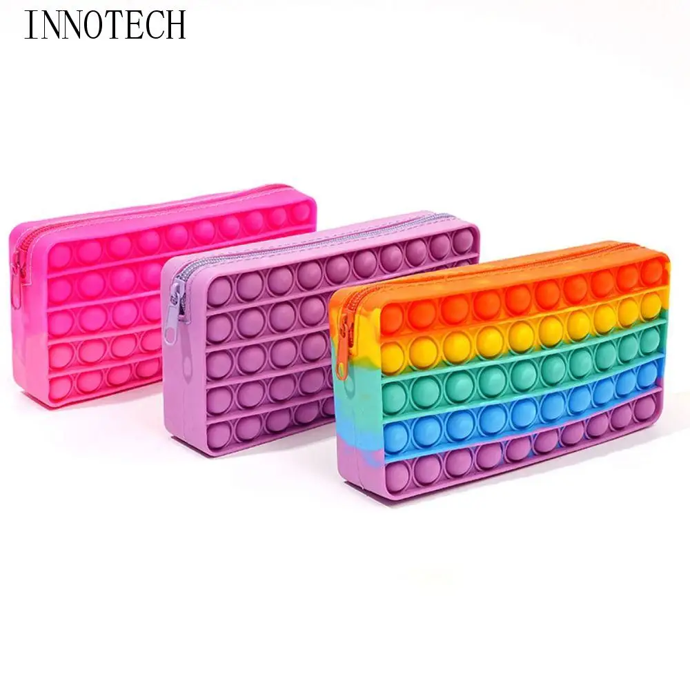 

Large Capacity Silicone Pen Case with Zipper Decompression Bubble Student Pencil Bag Waterproof Space-Saving