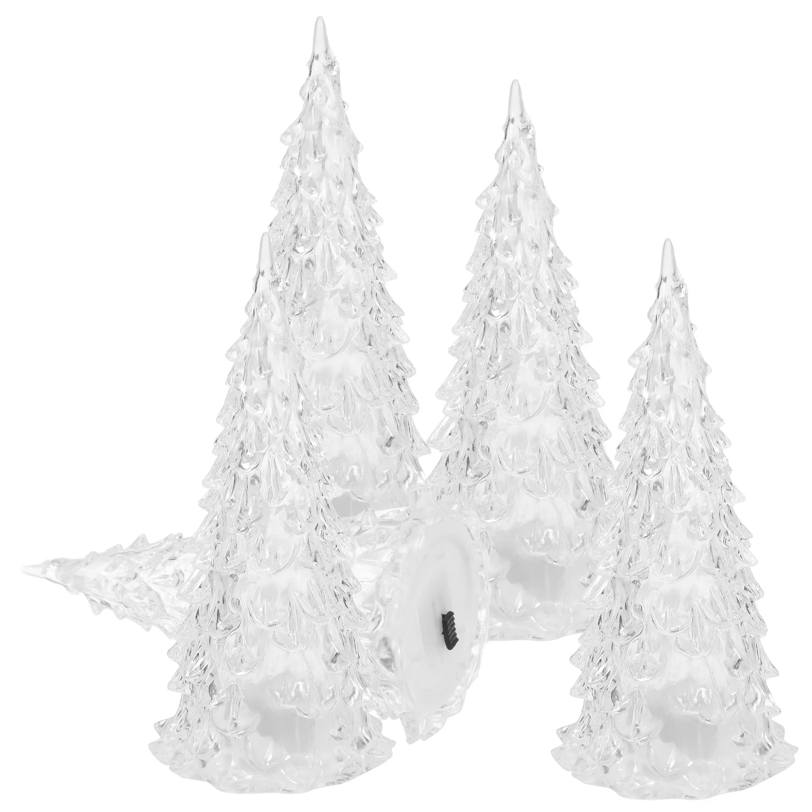 

5PCS Glowing Christmas Tree Lighted LED Mini Artificial Tabletop Cone Night Lamp Acrylic Decorations Holiday Festive Shining