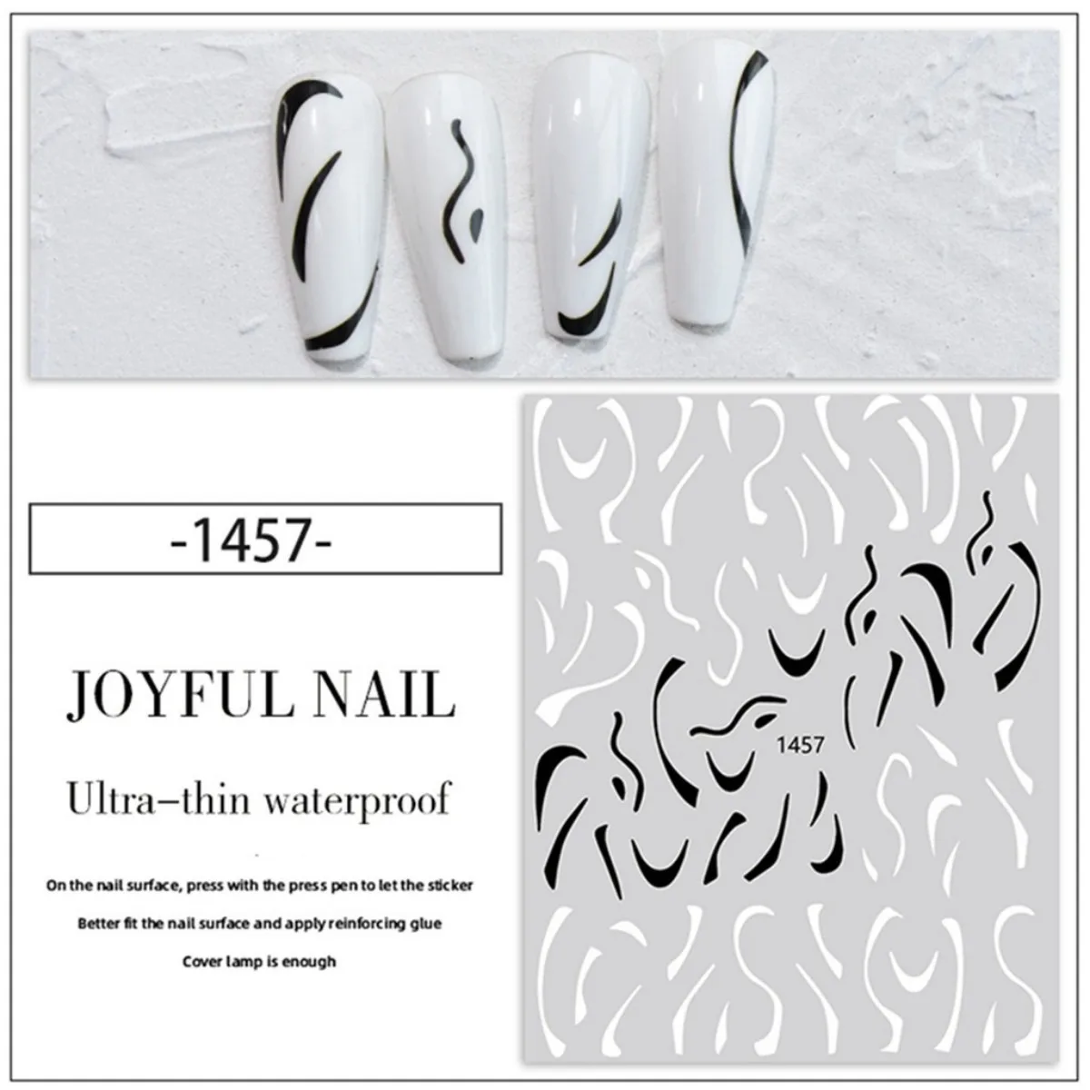 Irregular Curved Line Nail Art Stickers Hand Drawn Ribbon Design Nail Decoration Decals