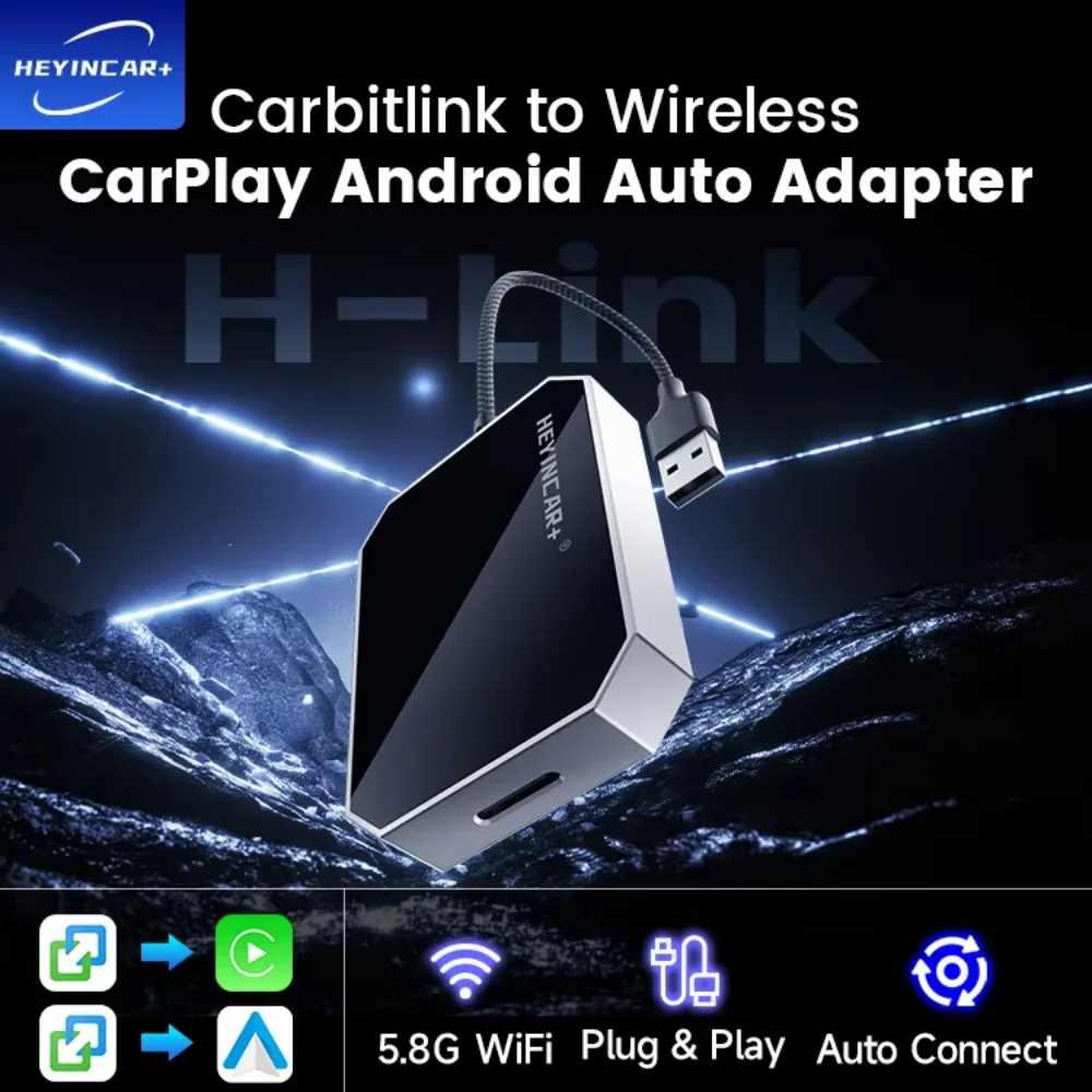 

2026 HEYINCAR Carbitlink Easylink: Беспроводной адаптер 2-в-1 для CarPlay и Android Auto, Plug & Play, автоматическое подключение, подходит для китайских автомобилей