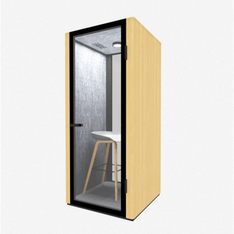 Soundproof Phone Booth with Tempered Glass Modular Adjustable Design for Open Office Areas
