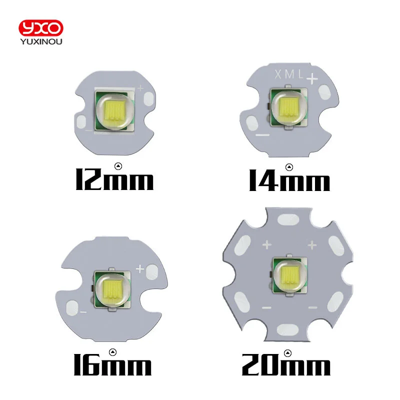 1 PCS XML XM-L T6 LED U2 10W WHITE High Power LED Emitter with 12mm 14mm 16mm 20mm PCB for DIY