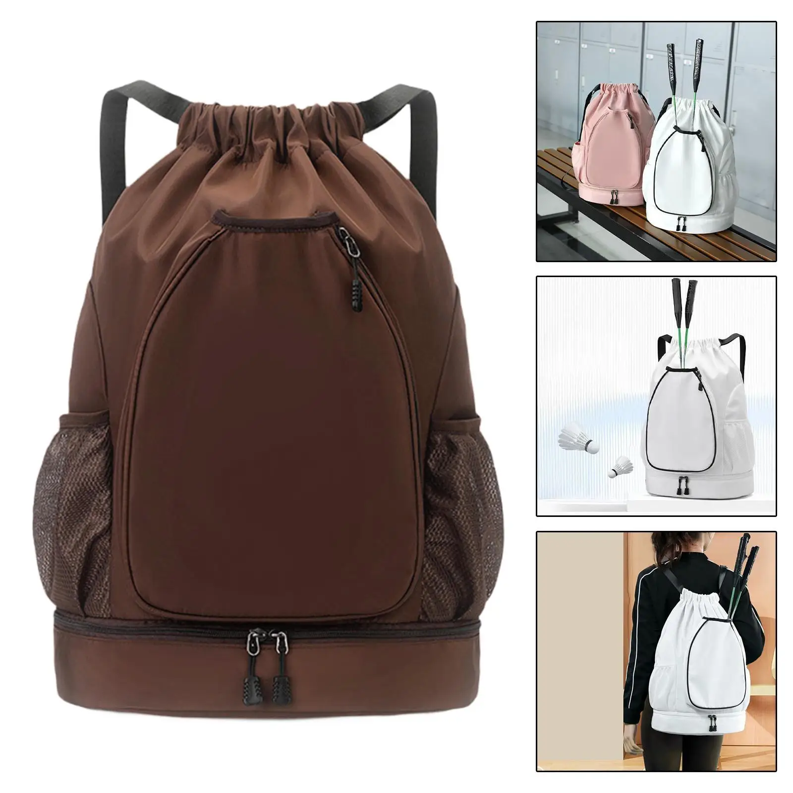 

Теннисная сумка Рюкзак на шнурке для теннисной ракетки на открытом воздухе Ракетка для бадминтона