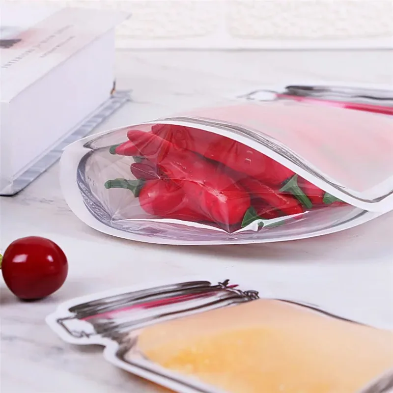 100個入り 赤い蓋付きプラスチックボトル スタンドアップメイソンジャーバッグ DIY 抹茶 ココア スナック スパイス コーヒー 砂糖 フルーツ ティー 冷蔵保存用ポーチ