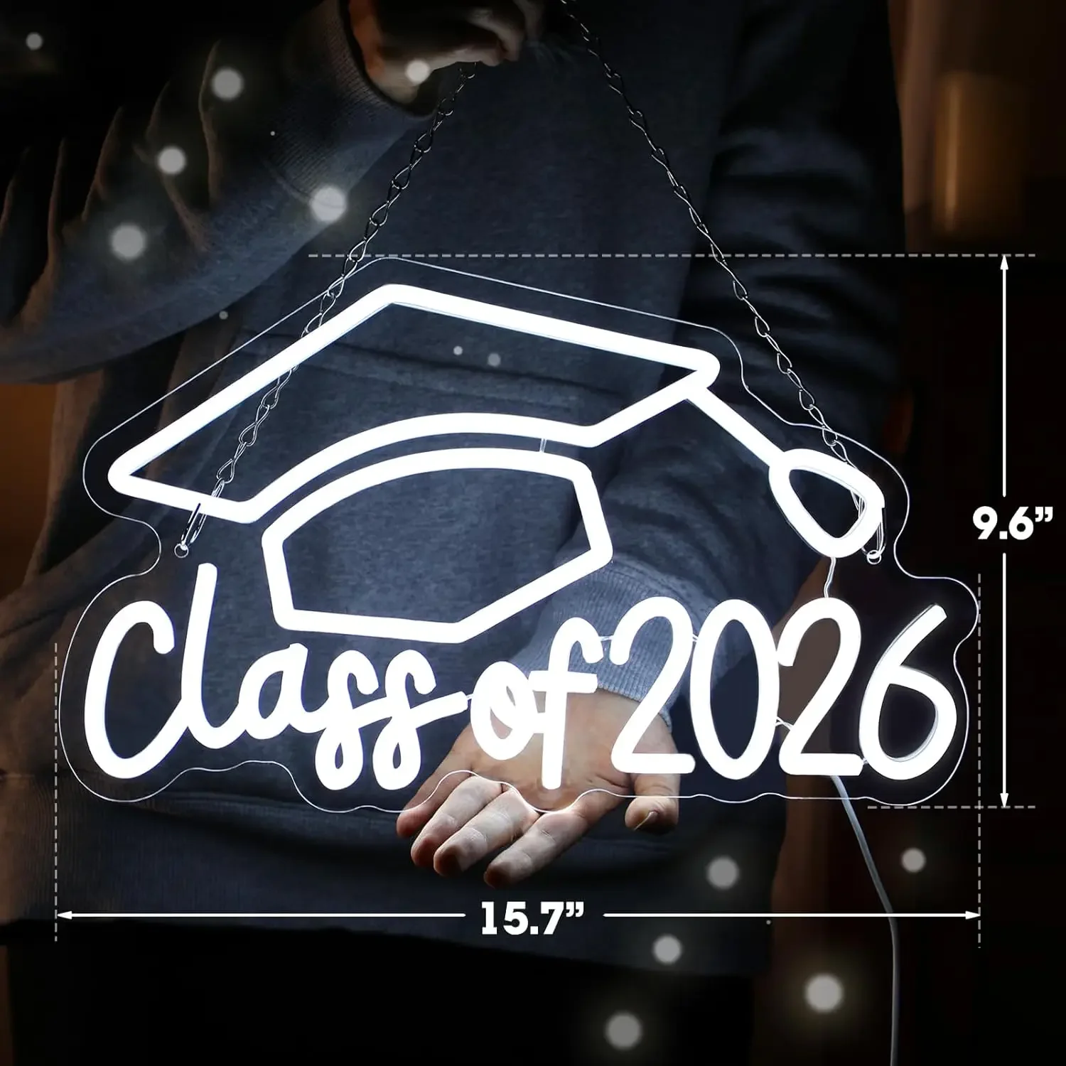 Class of 2026 Grad Neon Sign Graduation Art Wall Light USB Powered LED Light for Grad Party Bedroom Decoration Night Light Gifts