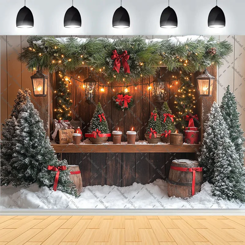 Winter Christmas Wonderland Festive Windows Photography Background Snowflakes Tree Birthday Party  Studio Backdrops EW-12