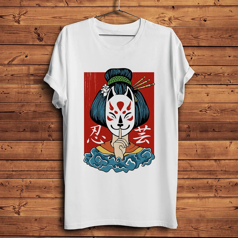 Japan Vintage Edo Style Samurai Geisha Cool T-shirt,Summer Short Sleeve T Shirt ,Men White Casual Tshirt ,Unisex Streetwear Tee
