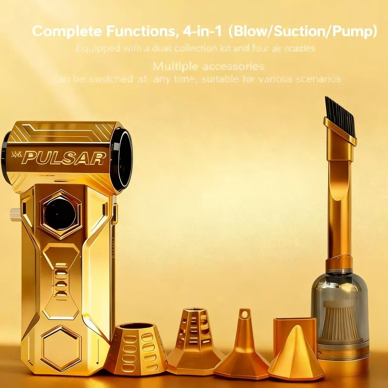 Dmuchawa powietrza 550000 obr./min X11 Gold Edition - kompresor powietrza, odkurzacz, wentylator strumieniowy z wyświetlaczem energii elektrycznej do samochodu